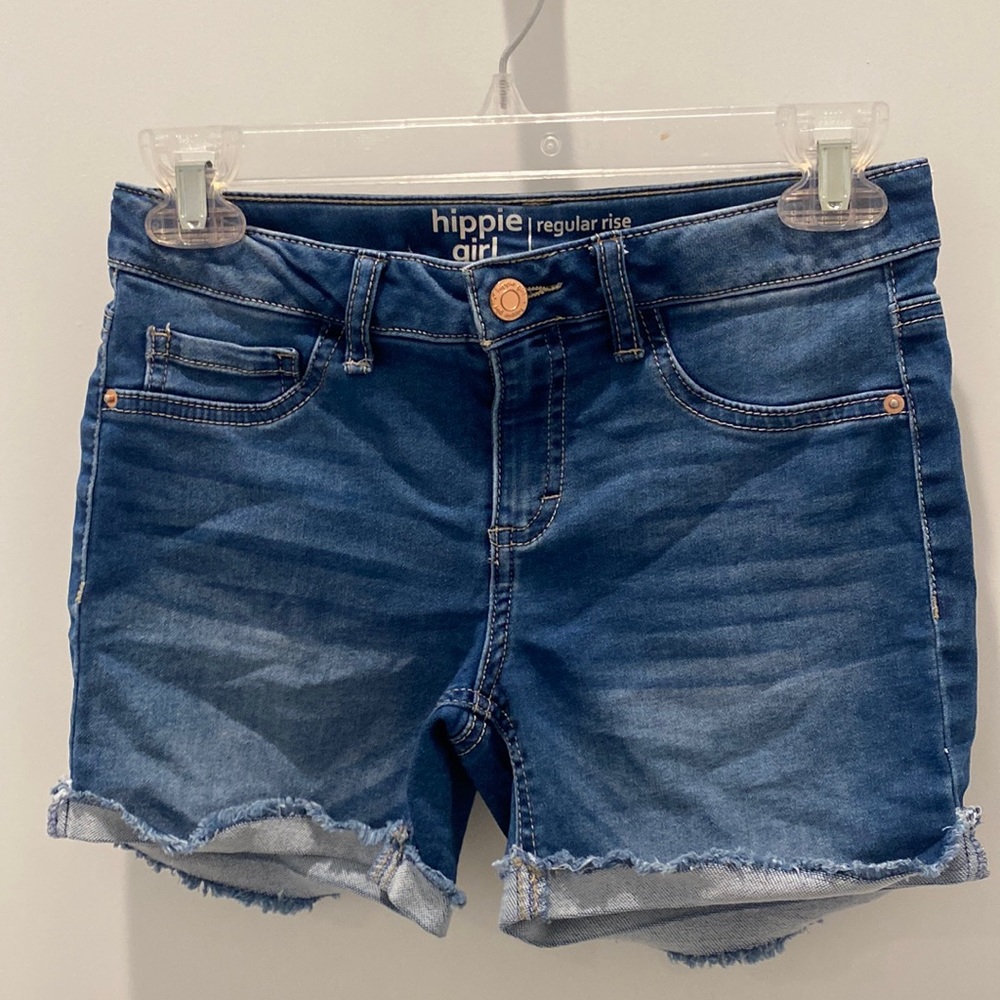 Girls regular rise midi short, medium wash